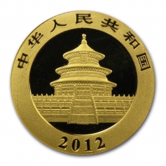 Золотая монета Китая 50 юаней "Панда" 2012г.,1/10 унции,3,11г.