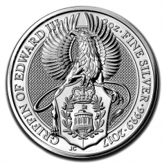 Серебряная монета 5 фунтов "Грифон", 2017 г., 62.2 гр. Ag 9999