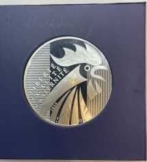 Серебряная монета 100 евро Петух, Франция, 2014 г.,общий вес 50 г., Ag 900